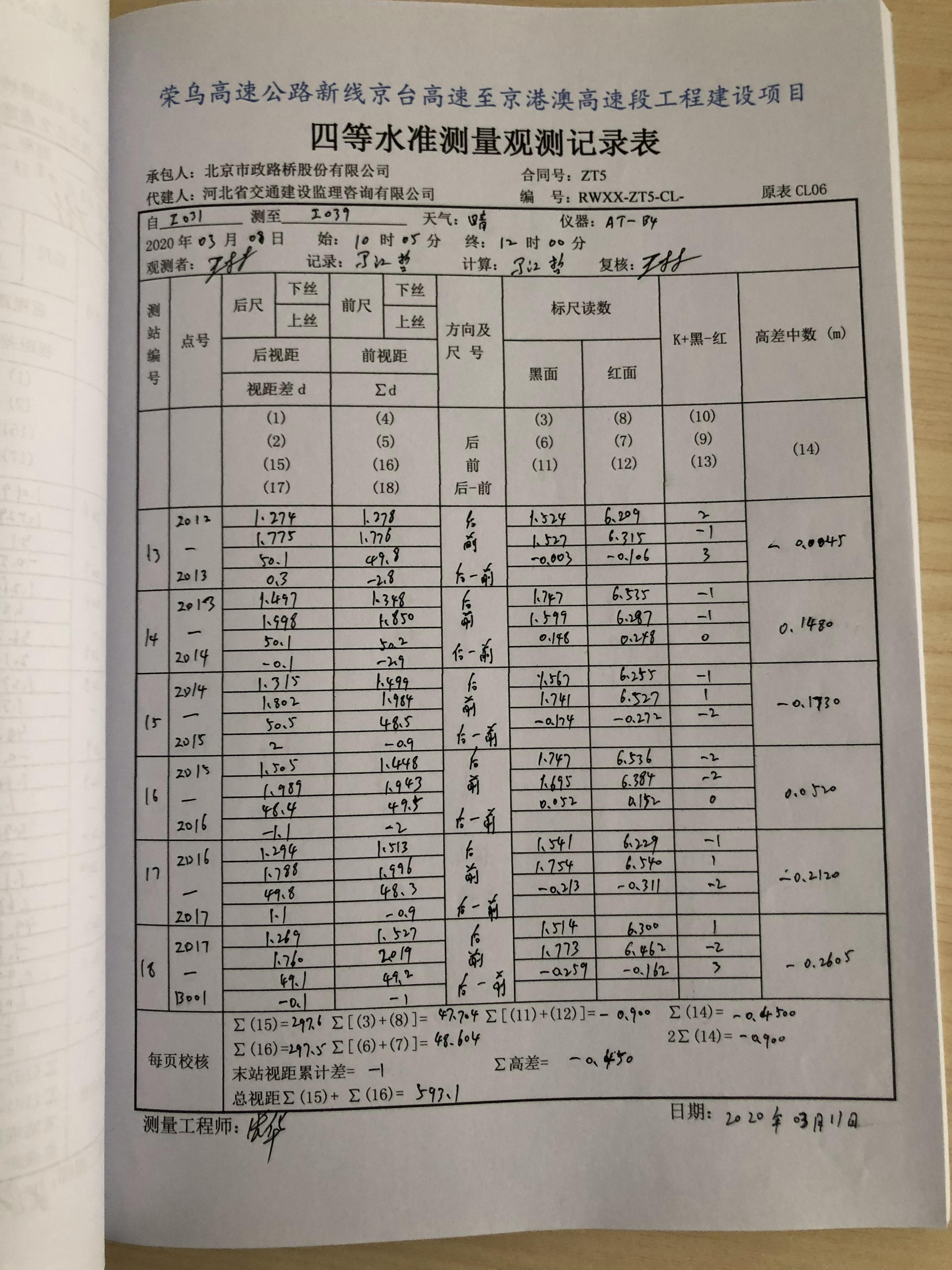 控制测量报告ZT5标（北京市政）（一级导线+四等水准）